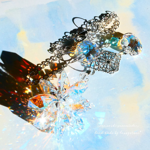 雪の華*スワロフスキー*オーロラの花ミニサンキャッチャー/チェーン