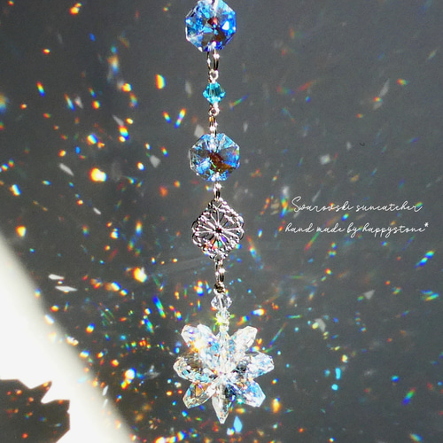 雪の華*スワロフスキー*オーロラの花ミニサンキャッチャー/チェーン