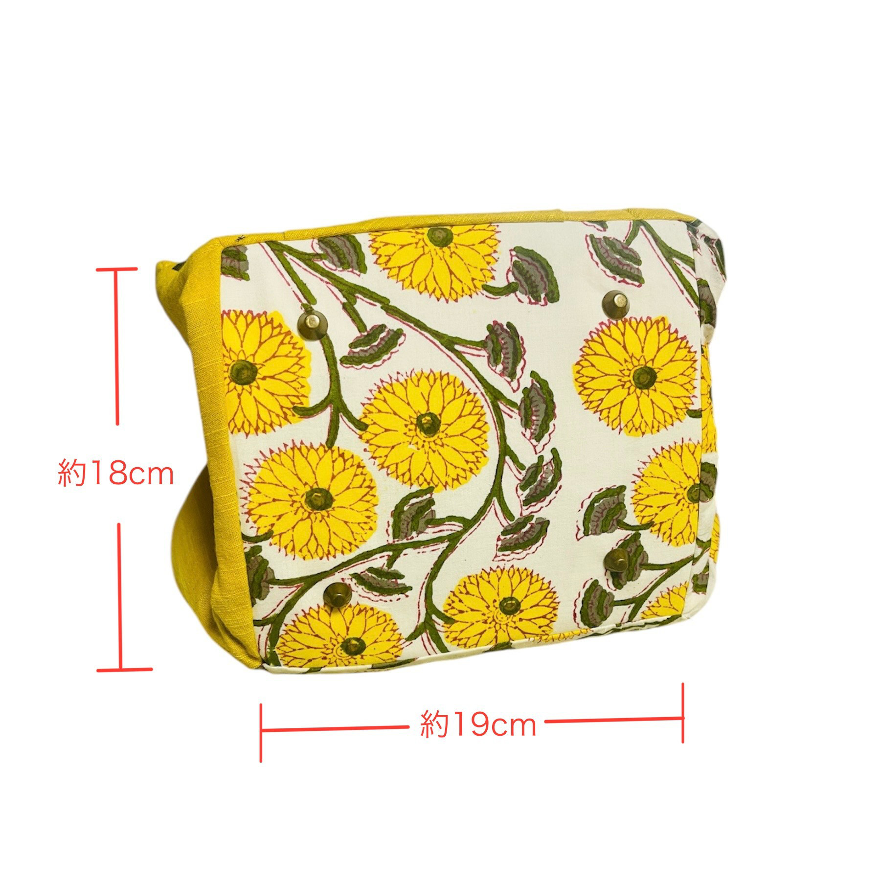 トートバッグ/【インド産ハンドブロックプリント×会津木綿】Yellow