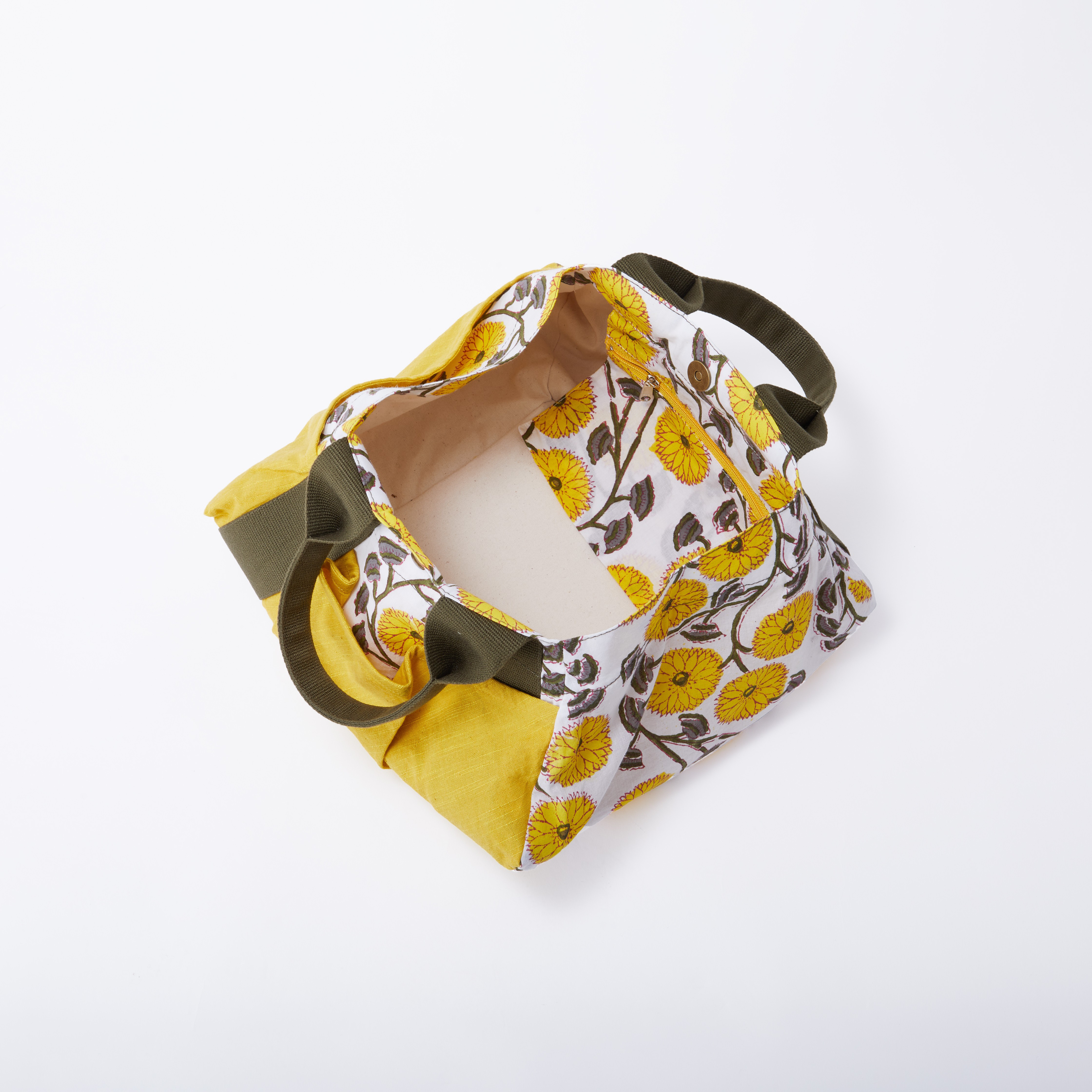 トートバッグ/【インド産ハンドブロックプリント×会津木綿】Yellow