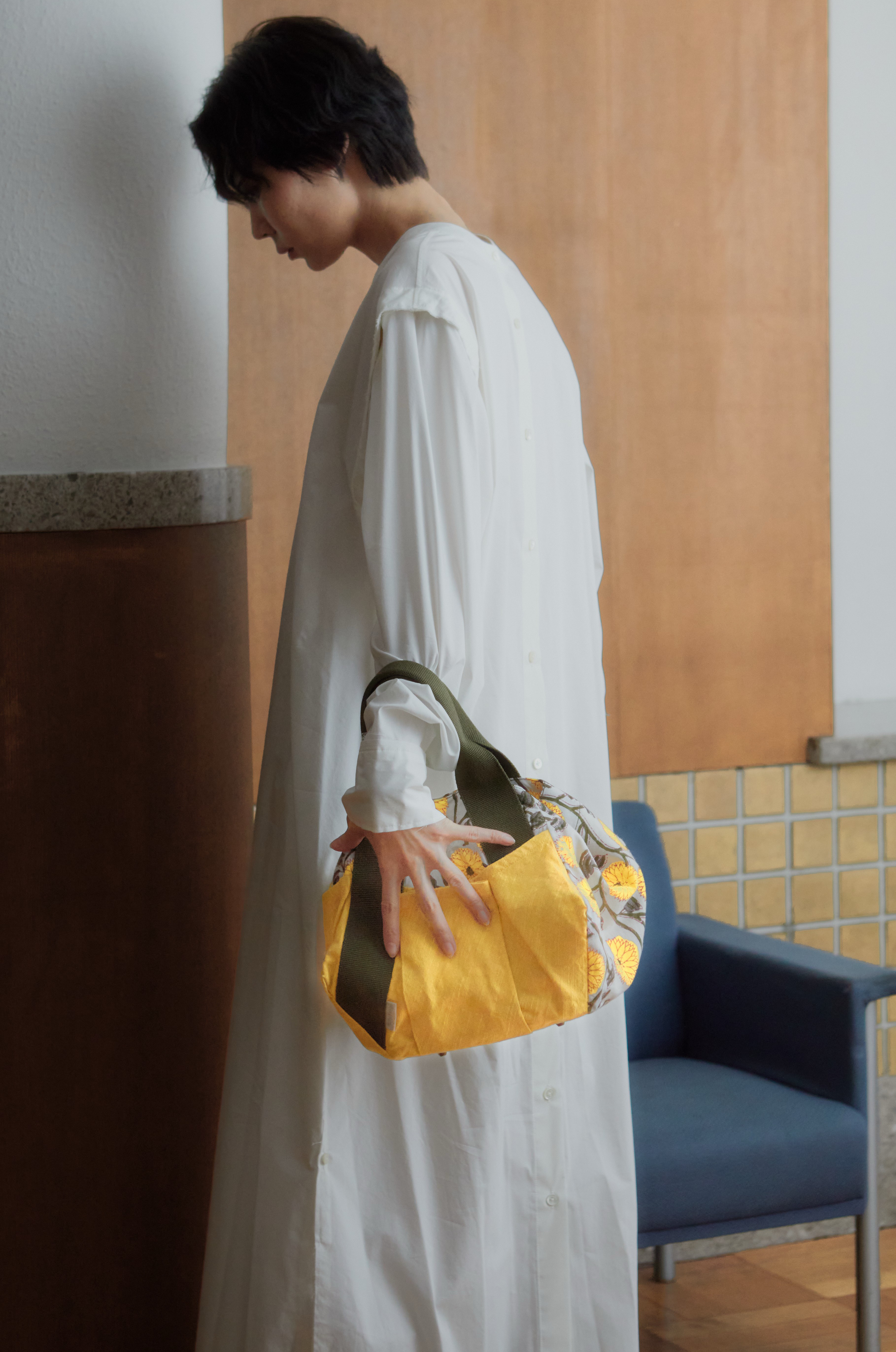 トートバッグ/【インド産ハンドブロックプリント×会津木綿】Yellow