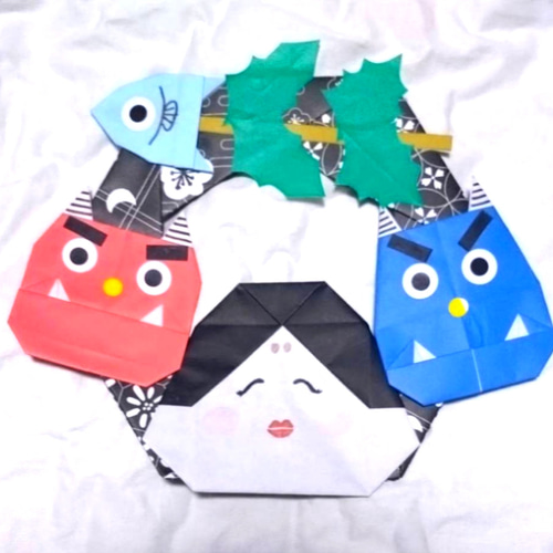 お取り置き・折紙リース・お正月７の⑥・壁面装飾・ハンドメイド お正月・リース・折り紙 ・壁面飾り【☆送料無料☆】 その他インテリア