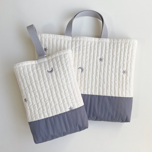 送料無料》 ヌビ 入園入学 3点セット 星 月 ブルーグレー 刺繍 送料無料》 ヌビ 入園入学 3点セット 星 月 ブルーグレー 刺繍