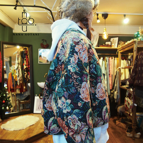 受注制作]ブラックフラワーゴブランジャケット(裏地付き) ジャケット