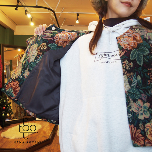 受注制作]ブラックフラワーゴブランジャケット(裏地付き) ジャケット