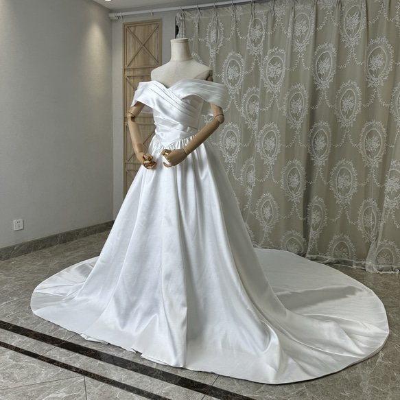 ウェディングドレス サテン ウエディングドレス サテン 結婚式 aライン プリンセスドレス 二次会
