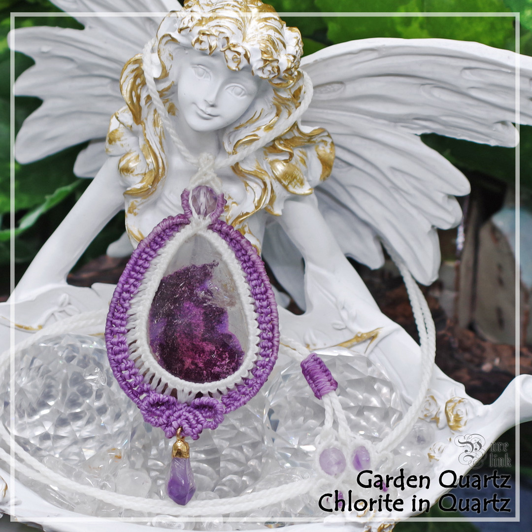 レア★『パープルガーデンクォーツ』マクラメ編トップネックレス3