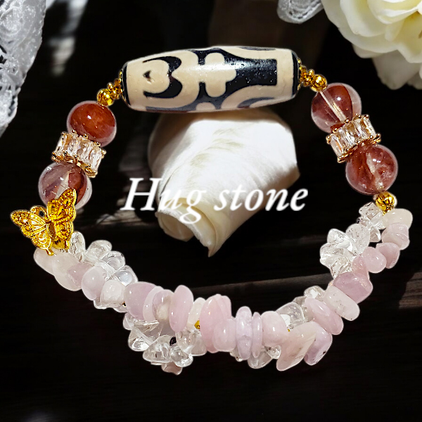 [願望開花◆蓮花宝瓶天珠]クンツァイト ファイヤークォーツ 水晶 メノウ