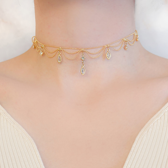 Queen of Aurora：キュービックジルコアのチョーカーネックレス 　 SV638 1枚目の画像