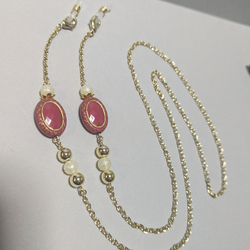 送料無料◇ヴィンテージ風 ゴールド レッド パール マスク