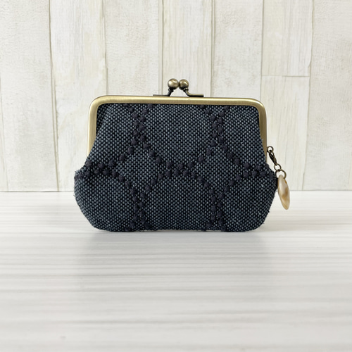 ミナペルホネン　親子がま口　財布　ハンドメイド　タンバリン 親子がま口財布 ミナペルホネン タンバリン ブルー がま口