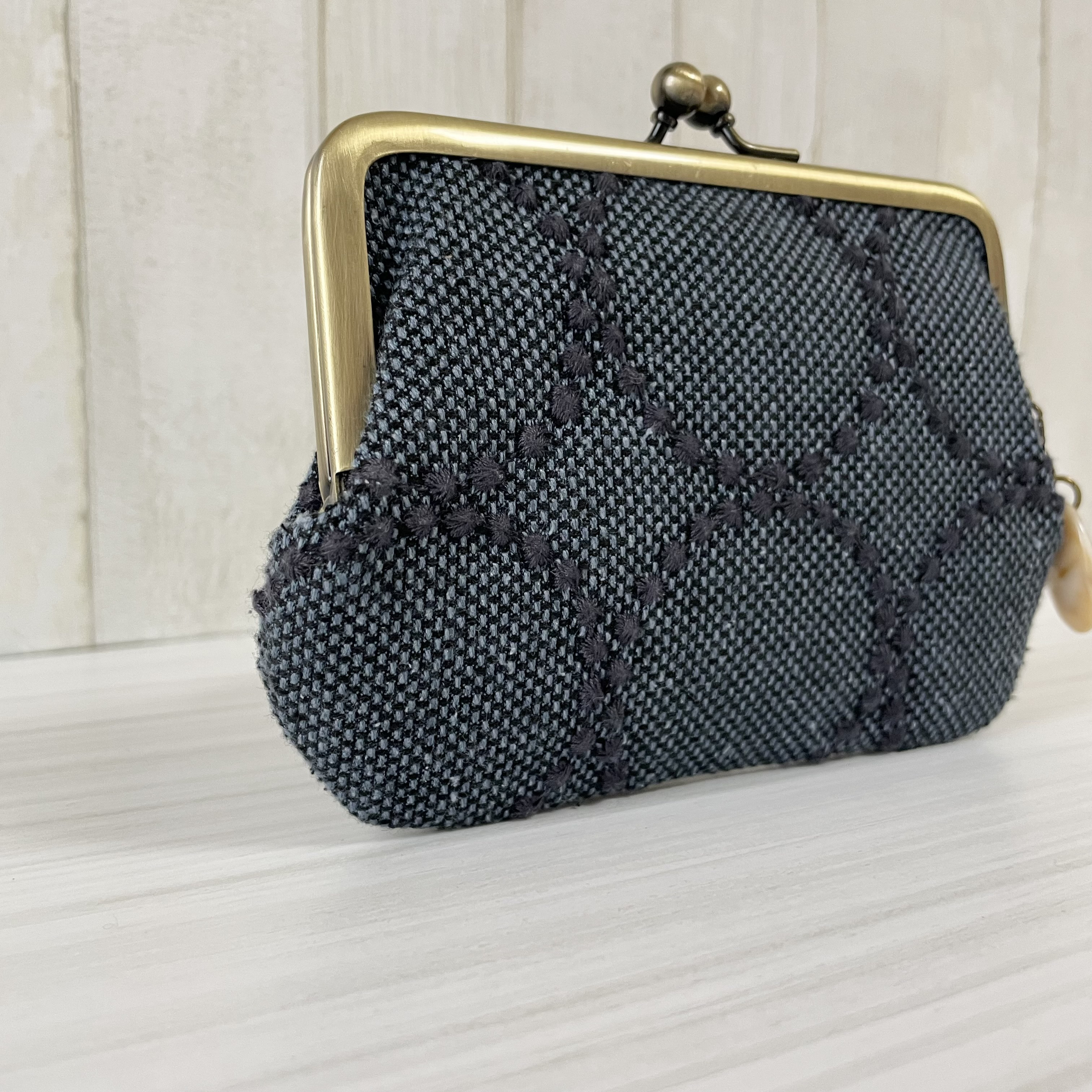 親子がま口財布　ミナペルホネン  タンバリン　ネイビー