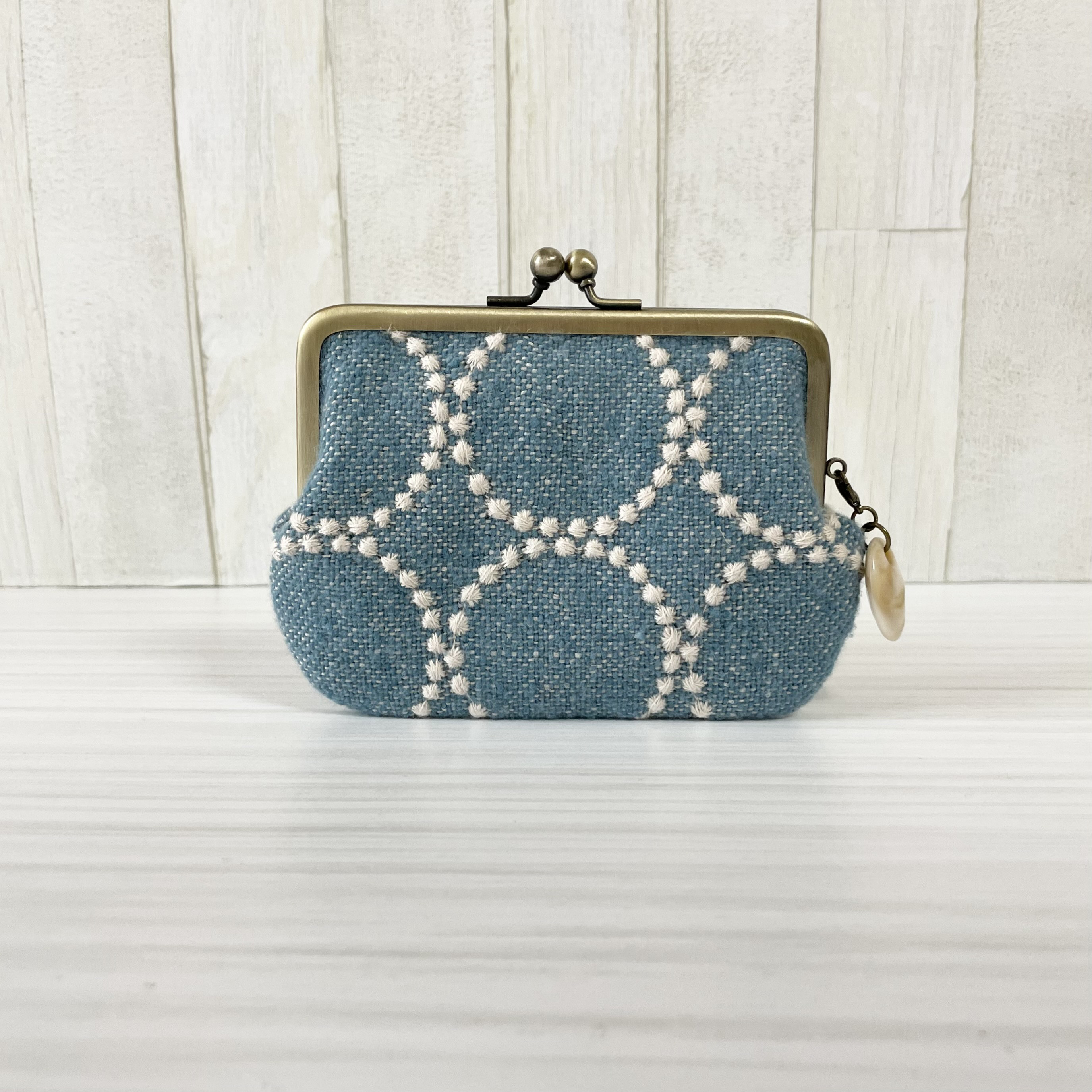 親子がま口財布 ミナペルホネン タンバリン ブルー がま口 makopan