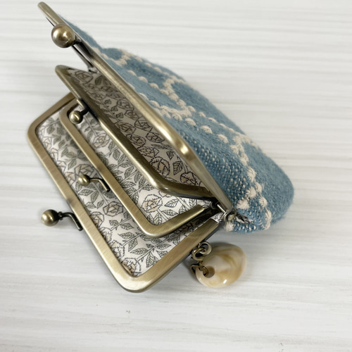 親子がま口財布 ミナペルホネン タンバリン ブルー がま口 makopan