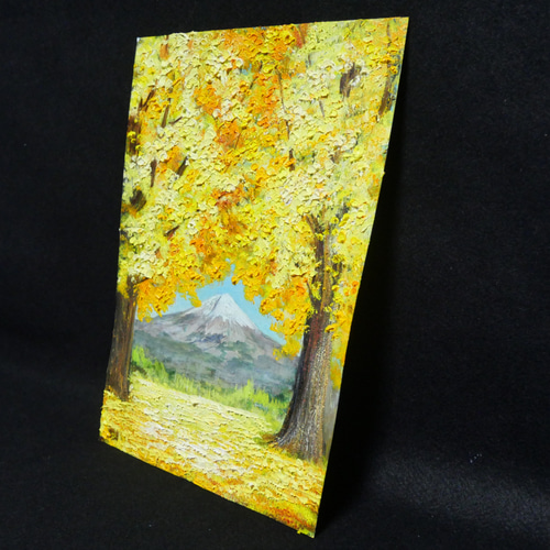 油絵 油彩 油彩画 絵 絵画【富士山と銀杏】 油絵 油彩 油彩画 絵 絵画 【富士山と銀杏】 絵画 HR 通販