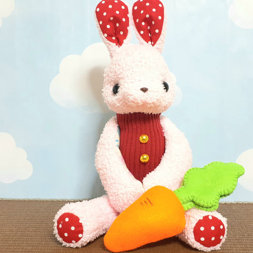 だっこができるピンクのうさぎ※にんじん別売り□靴下ぬいぐるみ