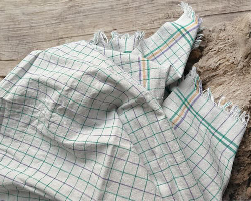 手紡ぎ手織り/70cm×150cm/バスタオル/インド/カディ/テーブルクロス