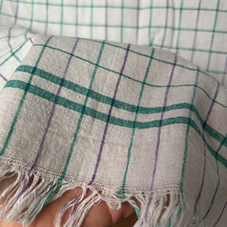 手紡ぎ手織り/70cm×150cm/バスタオル/インド/カディ/テーブルクロス/袋物 7枚目の画像