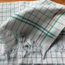 手紡ぎ手織り/70cm×150cm/バスタオル/インド/カディ/テーブルクロス/袋物 5枚目の画像