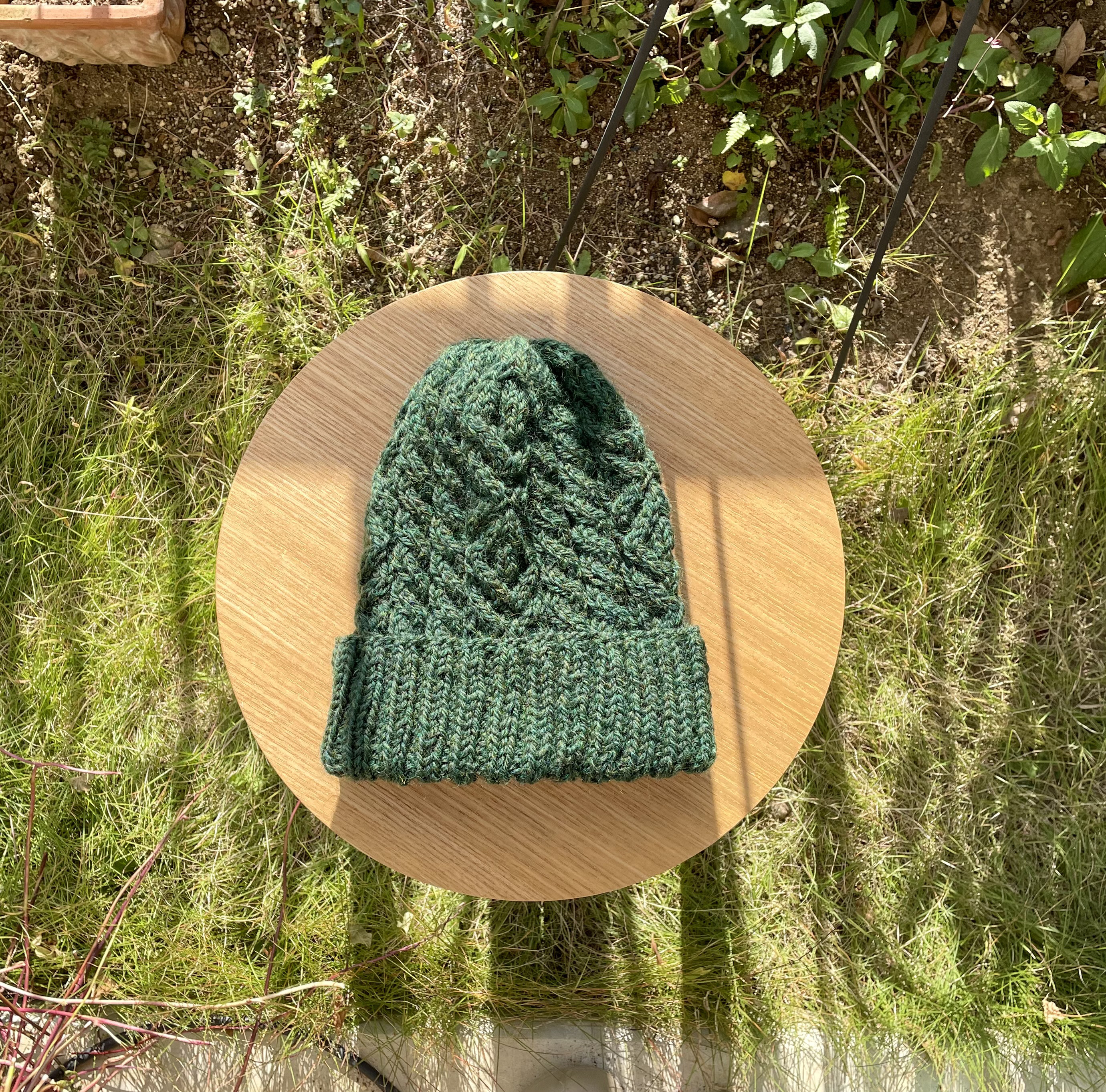 アラン模様のあったか帽子