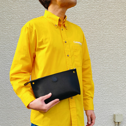 ちょっぴり個性的☆トラデバッグ（2way/ショルダー/クラッチ/イタリアンレザー/メンズ/レディース/タッセル）ブラック 14枚目の画像