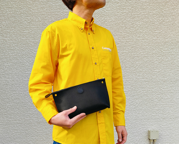 ちょっぴり個性的☆トラデバッグ（2way/ショルダー/クラッチ/イタリアンレザー/メンズ/レディース/タッセル）ブラック 14枚目の画像