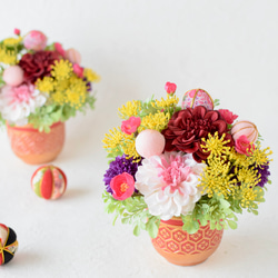 三日月リース プリザーブドフラワー ドライフラワー 玄関リース ピンク