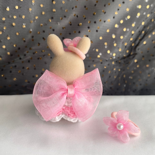 ミモザドレス 赤ちゃんサイズ シルバニア ハンドメイド キラキラお花のレッドドレス(赤ちゃん用) / 森の手芸屋さん