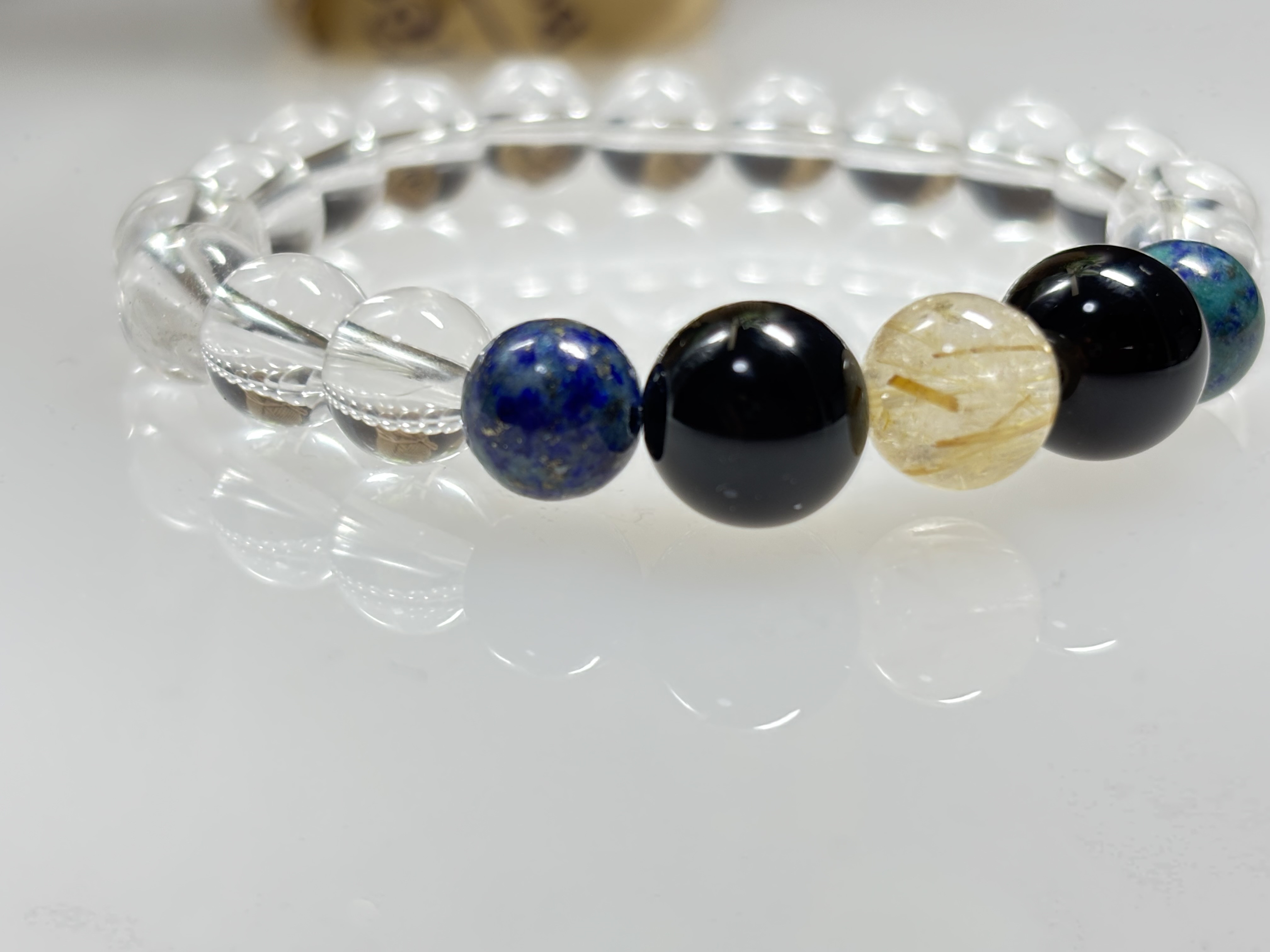 ⭐︎浪費グセ、さようなら！賢い未来をつかむまで⭐︎ ルチル・クリソコーラ・水晶　天然石ブレスレット 4,182円