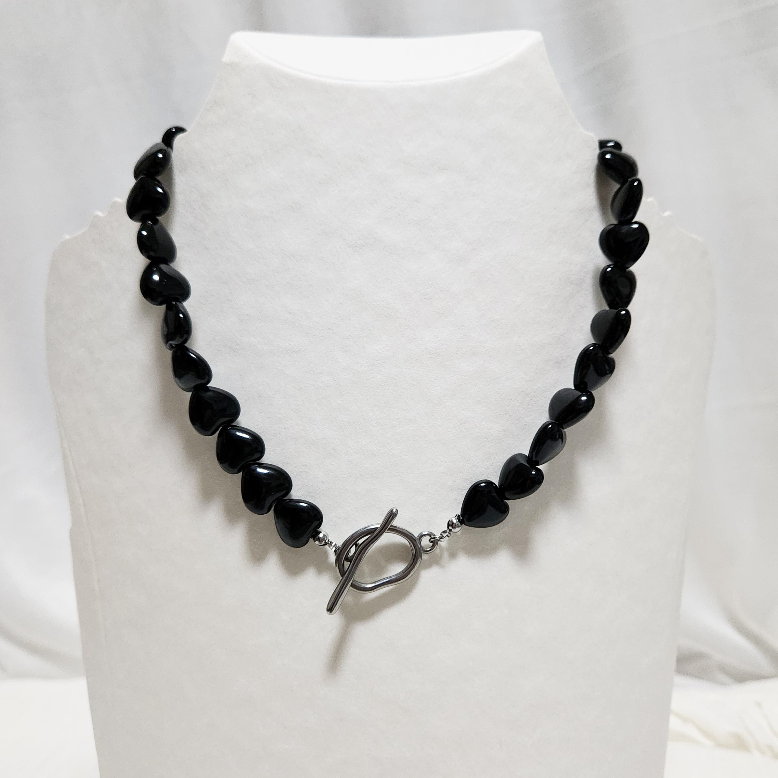 オニキス　ブラック　ハート　天然石　ネックレス