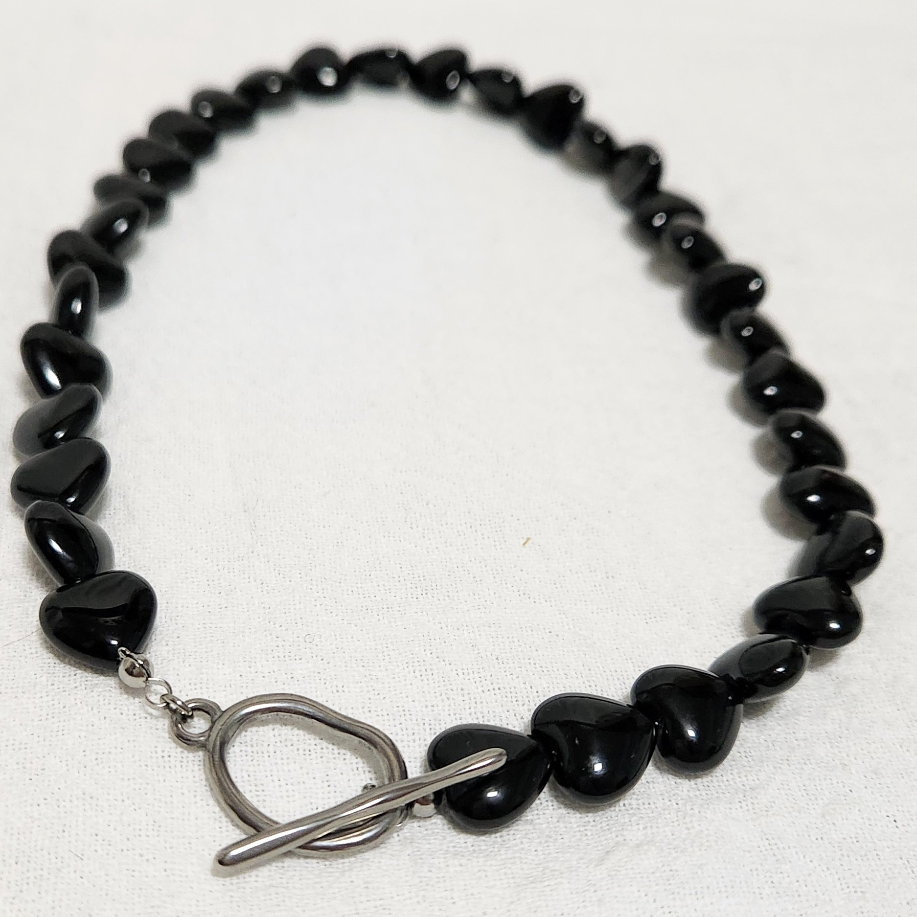 オニキス　ブラック　ハート　天然石　ネックレス