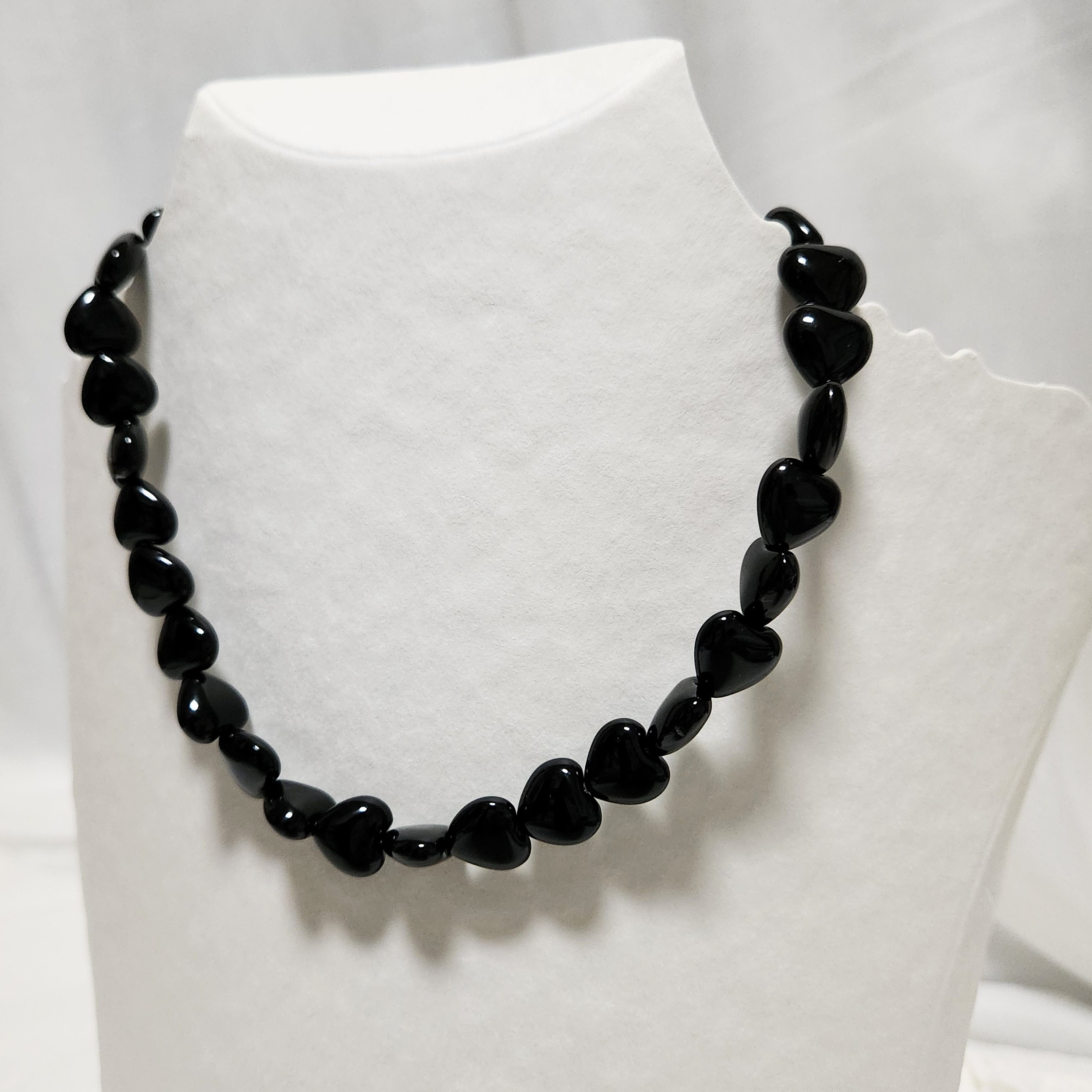 オニキス　ブラック　ハート　天然石　ネックレス