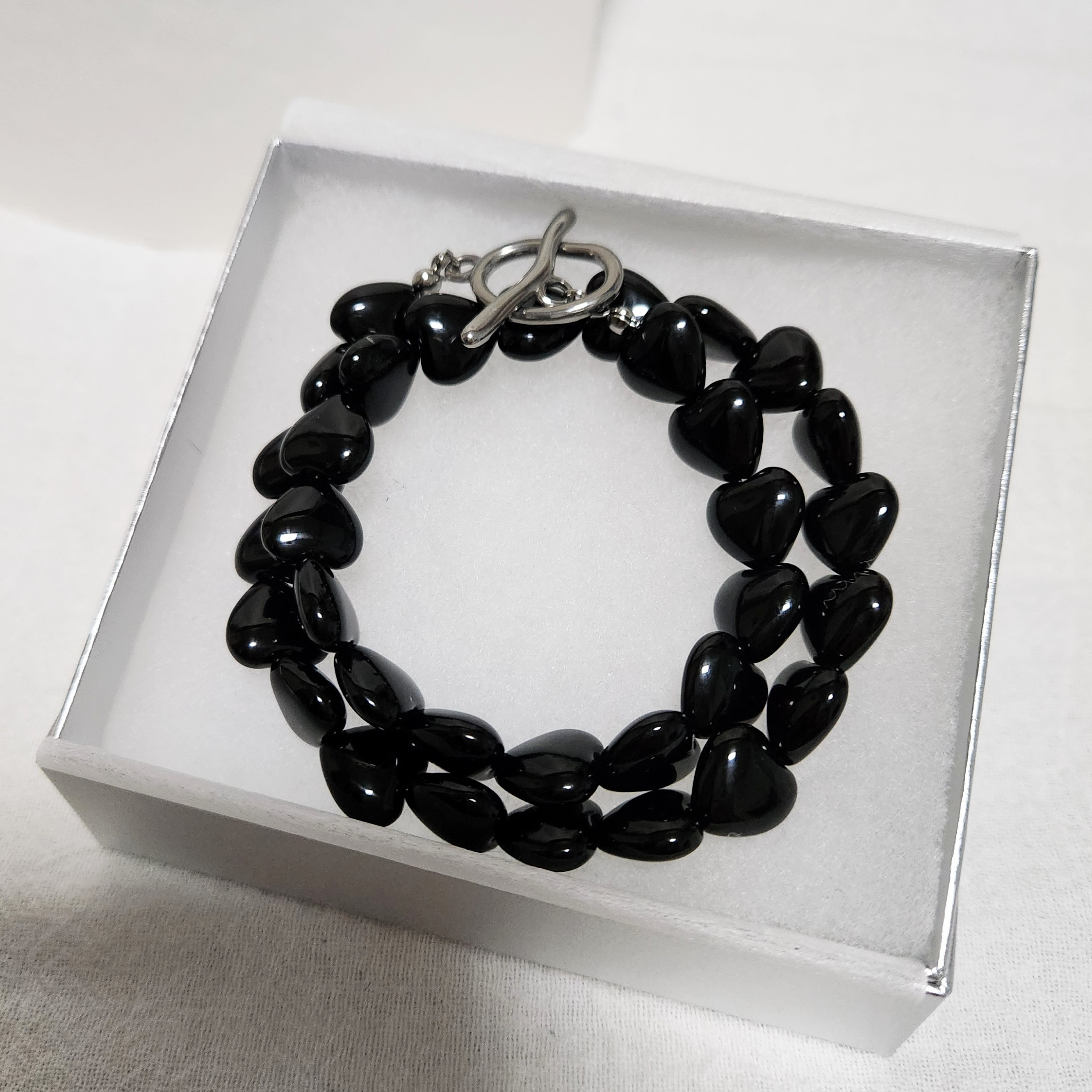 オニキス　ブラック　ハート　天然石　ネックレス