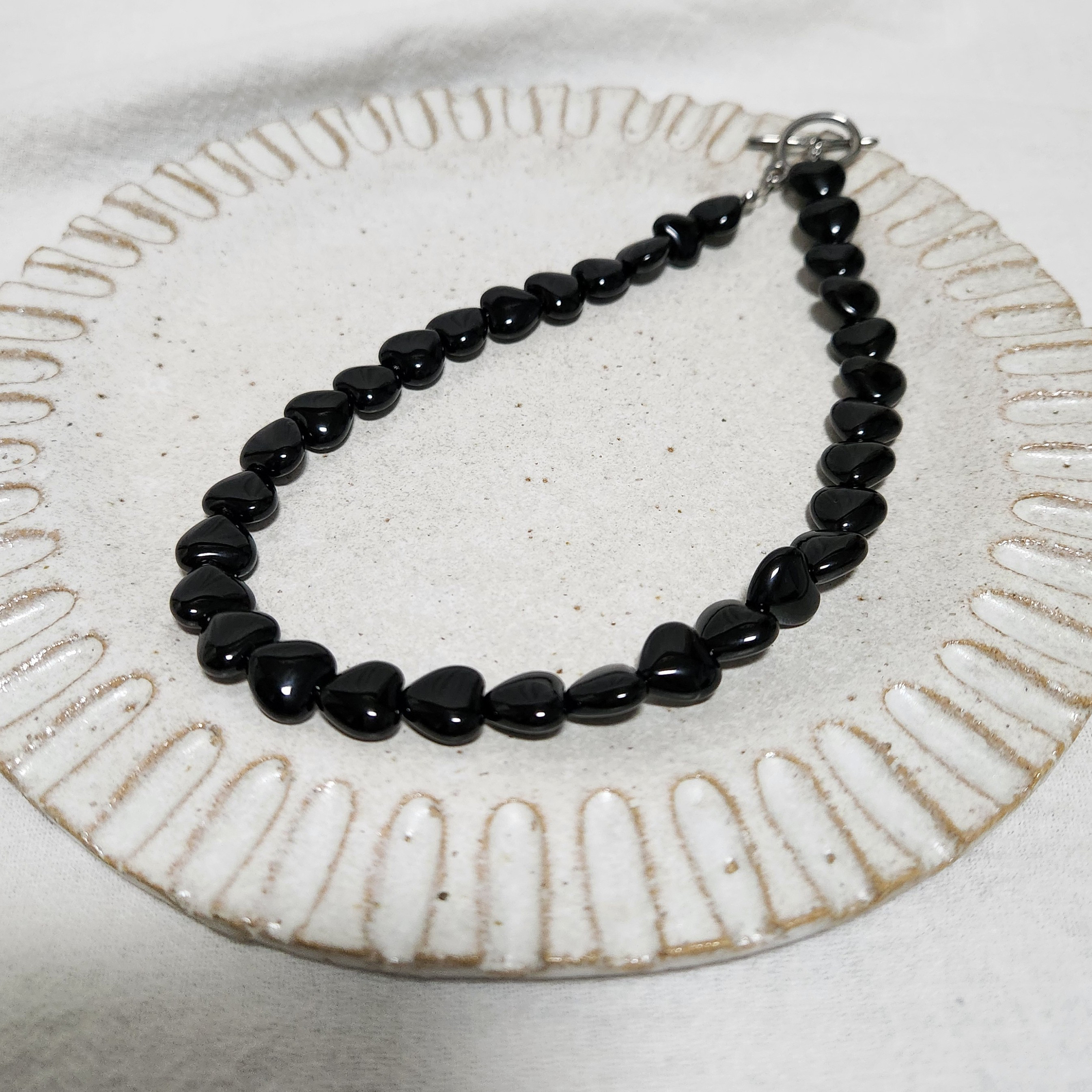 オニキス　ブラック　ハート　天然石　ネックレス