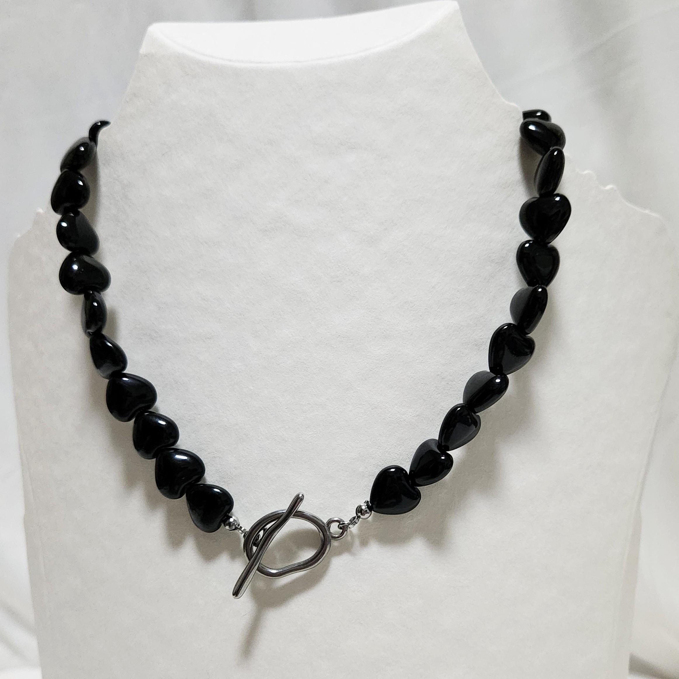 オニキス　ブラック　ハート　天然石　ネックレス