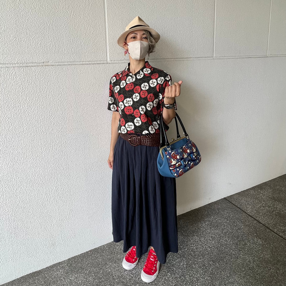 【ねこ柄アロハシャツ】猫玉～にゃ紋～　男女兼用　メンズ　半袖シャツ 13枚目の画像