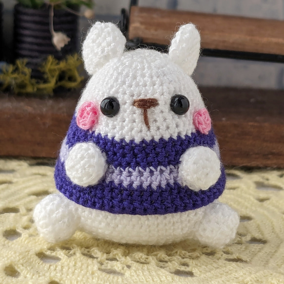 受注生産】ぽっちゃり シロクマ あみぐるみ ストラップ あみぐるみ  