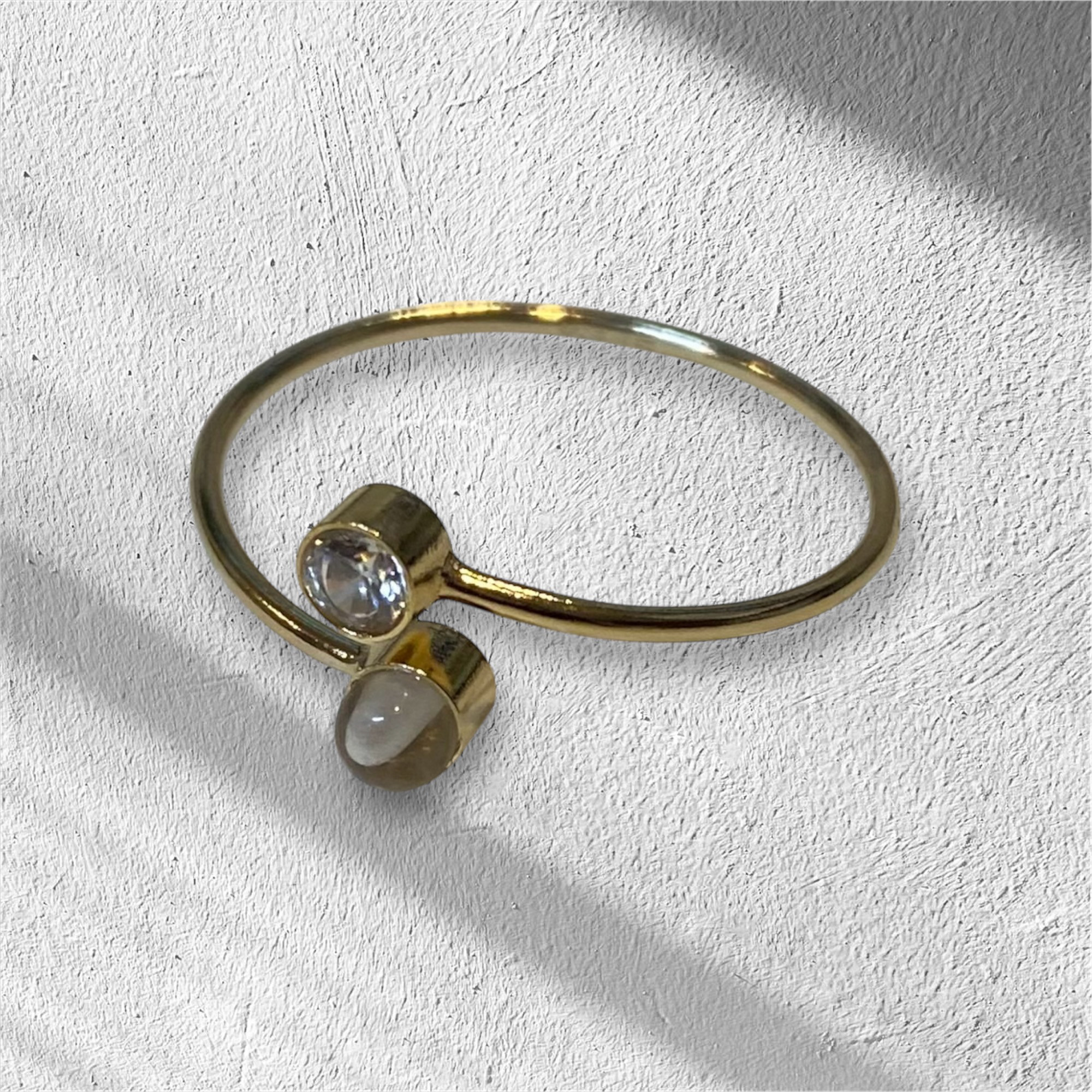 フリーサイズリング【14K GOLD FILLED】キュービックジルコニア&水晶 14KGF