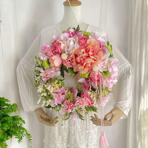 10周年記念 春の訪れを告げる華やかなひな祭りリース 桃の節句 造花