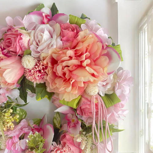 10周年記念 春の訪れを告げる華やかなひな祭りリース 桃の節句 造花