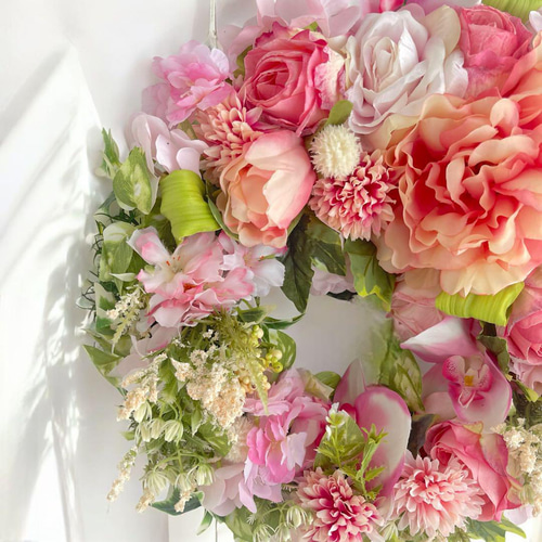 10周年記念 春の訪れを告げる華やかなひな祭りリース 桃の節句 造花