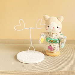 あみぐるみ用のハンドメイドドールスタンド：きらきらハート組 コルク