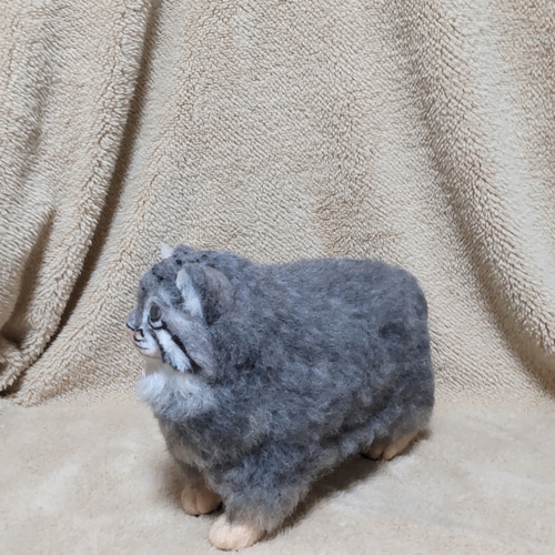 羊毛フェルト】マヌルネコ～立ち姿～【観賞用】 羊毛フェルト