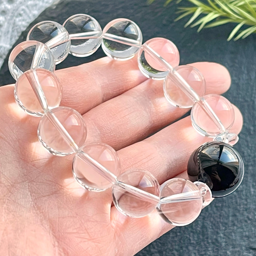 ブラジル産モリオン&ブラジル産高品質本水晶ブレス ブラジル産モリオン&ブラジル産高品質本水晶ブレス ブレスレット