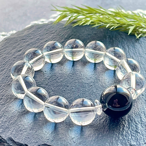 ブラジル産モリオン&ブラジル産高品質本水晶ブレス ブラジル産モリオン&ブラジル産高品質本水晶ブレス ブレスレット