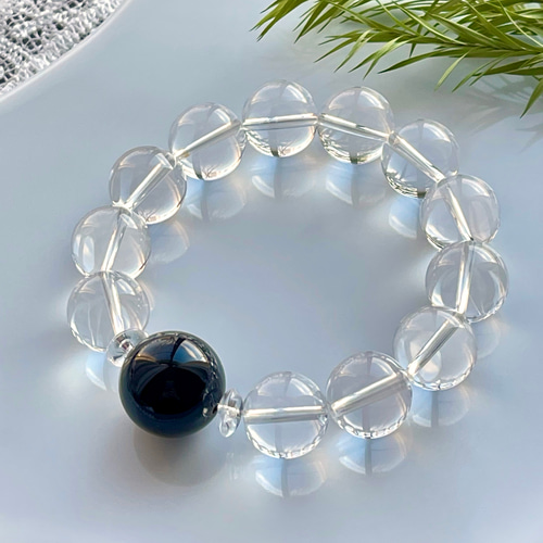 ブラジル産モリオン&ブラジル産高品質本水晶ブレス ブレスレット Himal