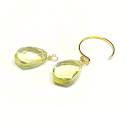 【天然石チャーム】レモンクォーツ　14kgf/シルバー925　変形マーキスカット　1個　ハンドメイド素材 3枚目の画像