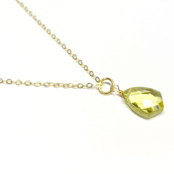 【天然石チャーム】レモンクォーツ　14kgf/シルバー925　変形マーキスカット　1個　ハンドメイド素材 2枚目の画像