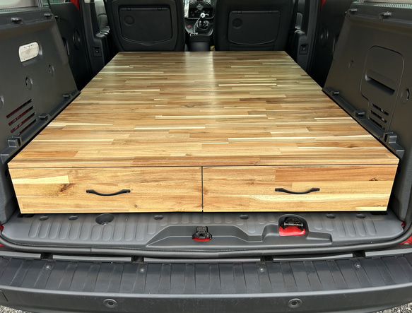 カングー2用 荷台フラット化キット アカシア材ニス仕上げ 木材・板