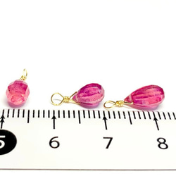 【天然石チャーム】宝石質ルビー　14kgf/シルバー925 　ドロップ形　１個　ハンドメイド素材 5枚目の画像